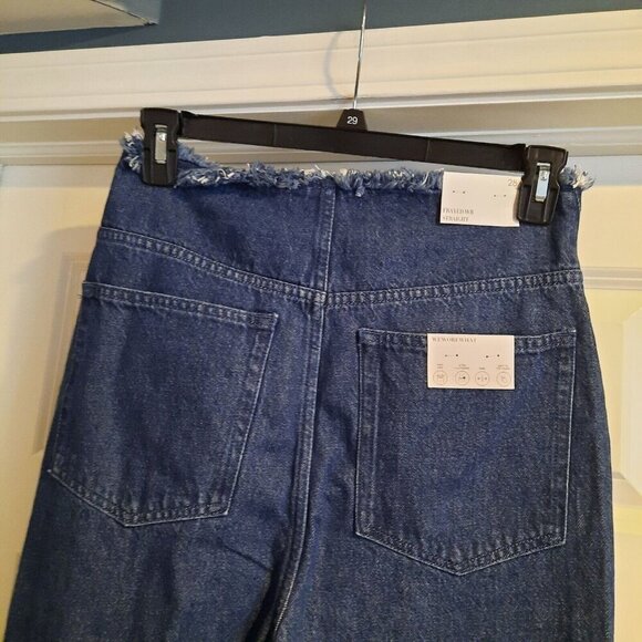 WeWoreWhat Jeans Womens 28 High Rise Frayed Waist Straight Raw Hem Retro - Picture 5 of 14